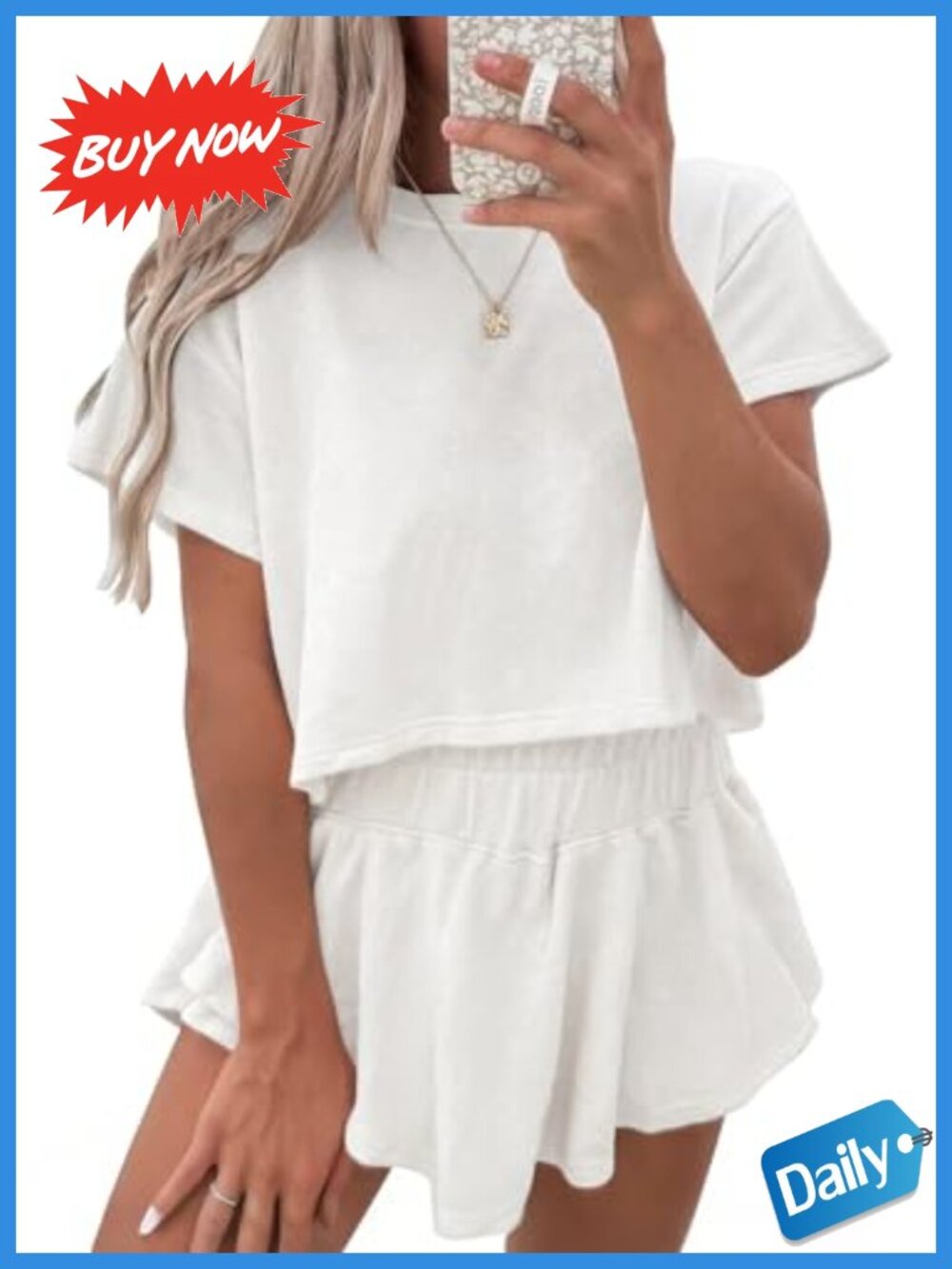 Women's 2 Piece Skirt Set Crop Top Skort Matching Summer Outfit